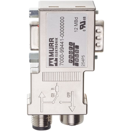 M12/D-SUB PROFIBUS ADAPTER MINI 90°, M12 Male B-cod./M12 Female B-cod.